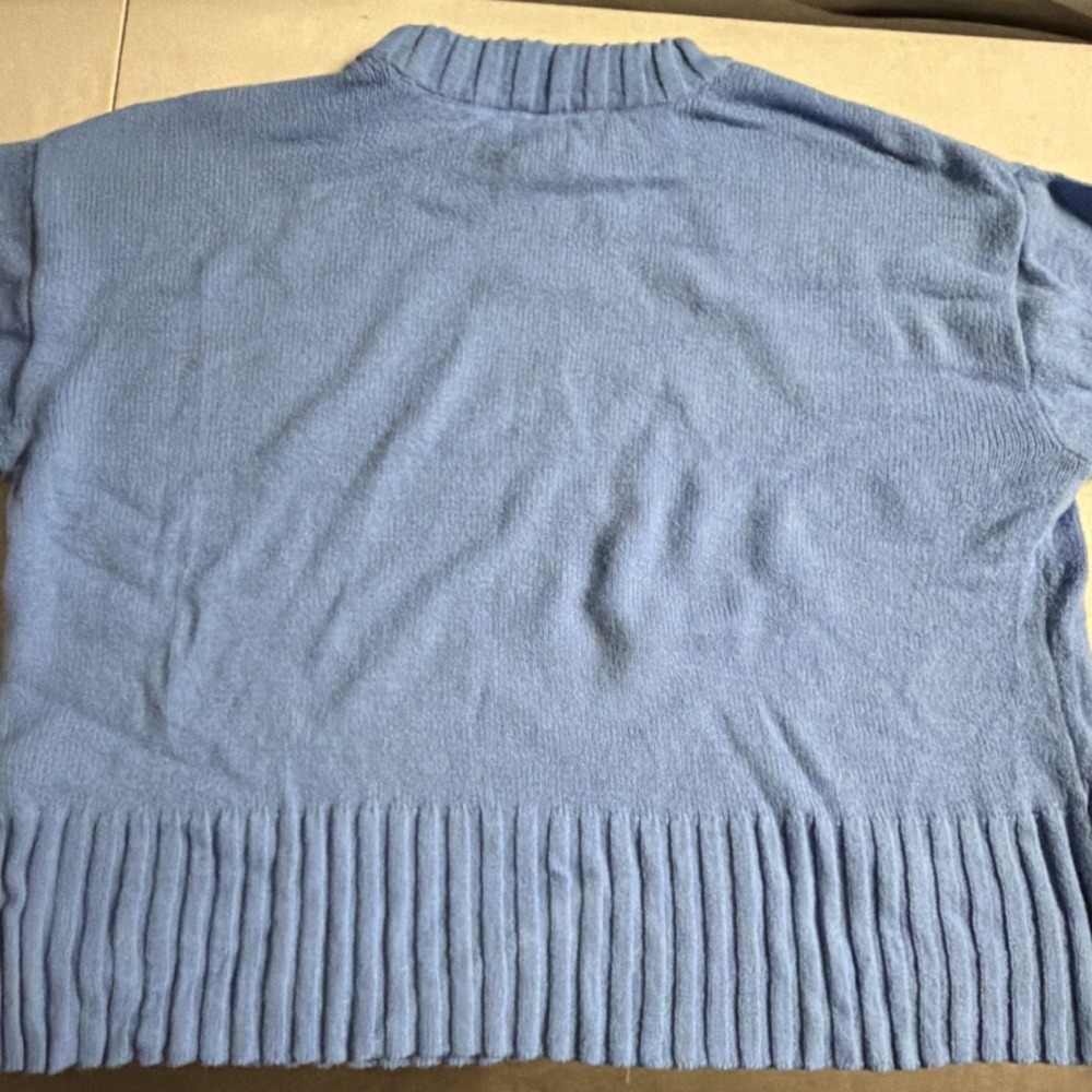 GAP Women's Blue Cotton Knit Crew Neck Pullover Sweater XL Ribbed Long Sleeve - Picture 5 of 5